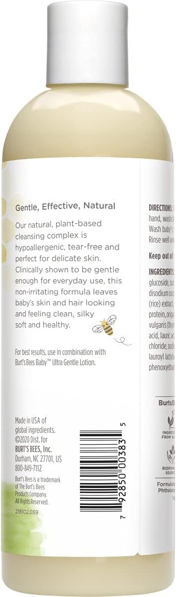 Burt's Bees Baby Shampoo and Wash 3-Pack, 2 Original and 1 Calming with Lavender, 12 Fl Oz Each - Image 9